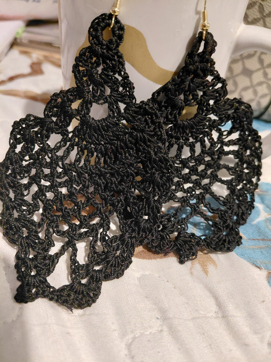 Chic Black Crochet Earrings
